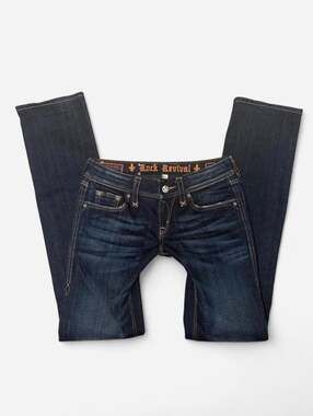 Y2K Vintage 2005 Rock Revival Celine Straight Jeans Low Rise Bootcut Size 26